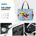 thumbnail image 2 of Wukai Red Funny Crab on Blue Stripe Print Zipper Bag,large Beach Tote Bag,Waterproof Sandproof Bag,Grocery and Picnic Tote Travel Bag, 2 of 5