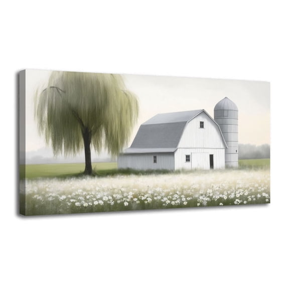Canvas Wall Art Farmhouse Sage Green Spring Old Truck Flower Modern Country Scenery Wall Decor for Living Room Bathroom Bedroom Office 20" x 40" Art Paintings, Ready to Hang