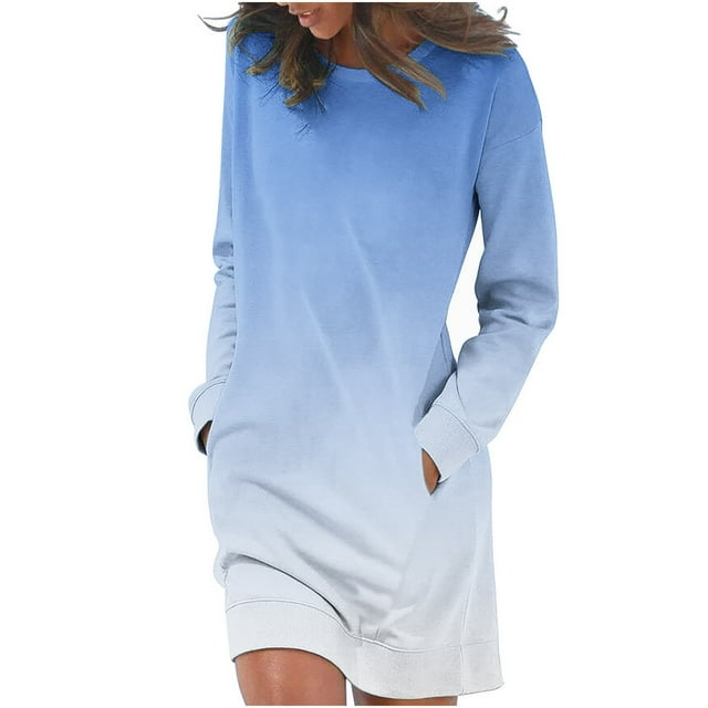 Lolmot Robe Longue de Mode pour Femmes à Manches Longues Imprimée Col Rond pour Sortie de Vacances