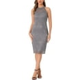 thumbnail image 1 of INSPIRE CHIC Vestido Elegante de Encaje para Mujer con Cuello Halter Sin Mangas Cuerpo Ajustado Cóctel Sheath Midi Gris L, 1 of 6