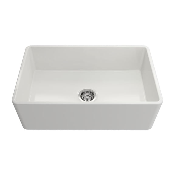 30 x 18 Inch Fireclay Kitchen Sink, Farmhouse Sink, White Fireclay Kitchen sink, Rectangle Single Bowl Apron Front, Plain Ceramic Farm sink