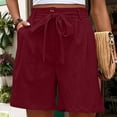 thumbnail image 2 of Iyufng Shorts for Women Plus Size Shorts,Women's Casual Shorts with Elastic Waist Tether Solid Color Straight Leg Short Pants, 2 of 7