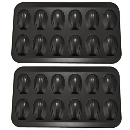 

ckepdyeh 2 Packs Non-Stick Madeleine Pot Baking Mold 12 with Shell Cake Baking Tray Chocolate Non-Stick Baking Tray Used for Oven Baking Black