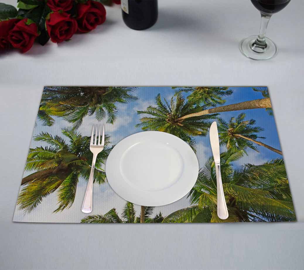 PKQWTM Coconut palm trees perspective view Kitchen Dining Table Mats