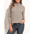 thumbnail image 3 of PrettyGuide Women's Tunic Sweater Cable Knit Mock Neck Pullover Long Sweater Tops, 3 of 5