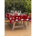 thumbnail image 2 of Outdoor Tablecloth with Umbrella Hole and Zipper, Christmas Snowman Red Rectangle Table Cloth 52x70 Inch Waterproof Tablecloth, Winter Snowflakes Xmas Retro Picnic Table Cover for Patio Camping, 2 of 7