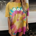 thumbnail image 4 of USSUMA Plus Womens Tops Dressy Casual Crewneck Short Sleeve Women's Shirts and Blouses Tie Dye T-Shirts for Women Trendy Vintage Oversized Floral Graphic Tunic Top Summer Beach, 4 of 8