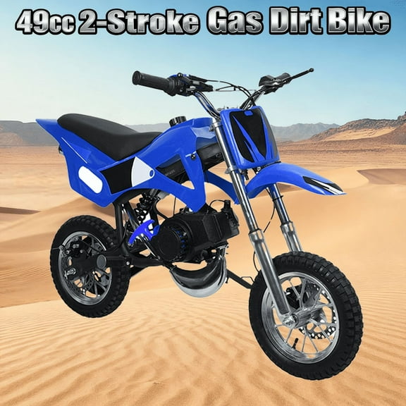 49cc Kids Dirt Bike, 2-Stroke Gas Power Motocross Off-Road Tires Shock Absorption Springs Soft Seat Cushion Pocket Motorbike with Front Rear Disc Brakes