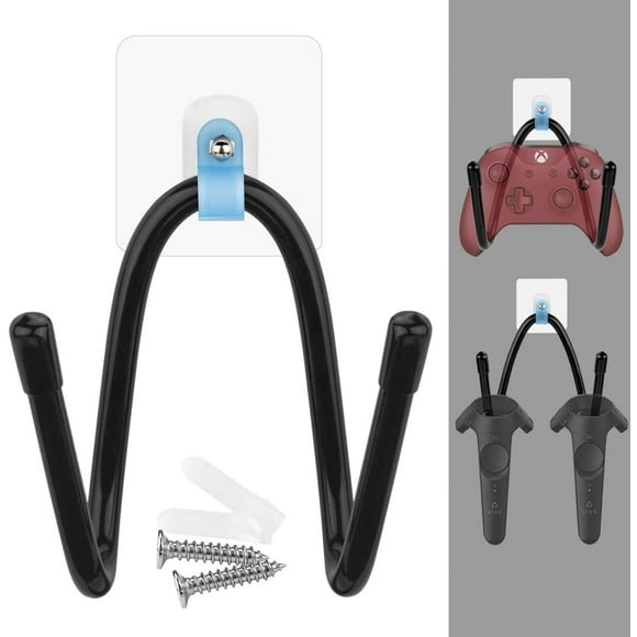 Linkidea Headphone Holder/Gaming Controller Wall Rack, Wall Rack/Wall Mount/Wall Clip/Wall Bracket/Headphones Wall Hanger/Hook for VR Headset Helmet and Touch Controllers (2PCS) (Black)