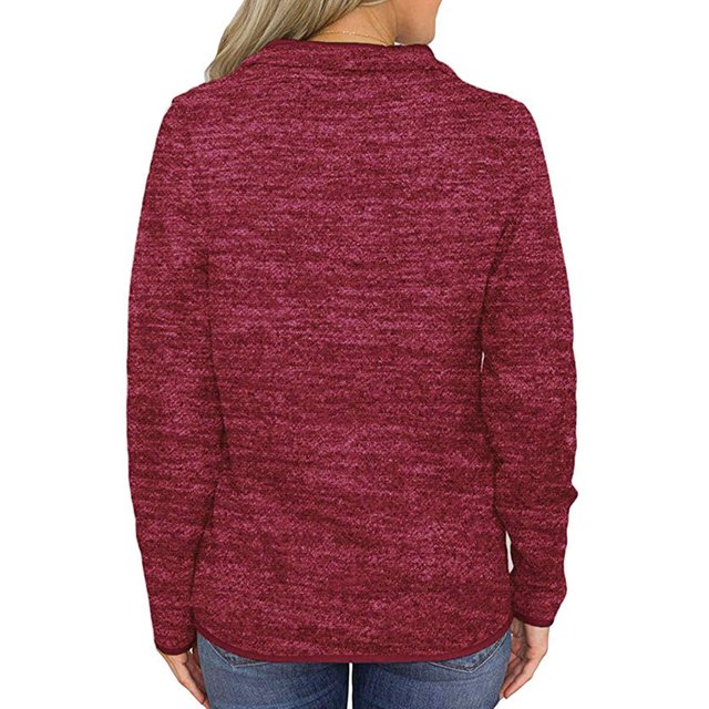 Sudadera con capucha para mujer, suéter de Color sólido, sudadera de manga larga con cremallera, cuello sólido, Top holgado informal de otoño Prendas para la parte del cuerpo Vino rojo XL Sonducket AP003716-24