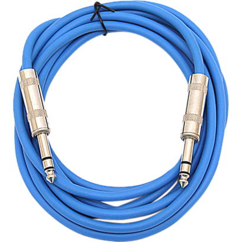 Seismic Audio  New 6 PACK Blue 1/4" TRS 10' Patch Cables Blue - SATRX-10Blue6