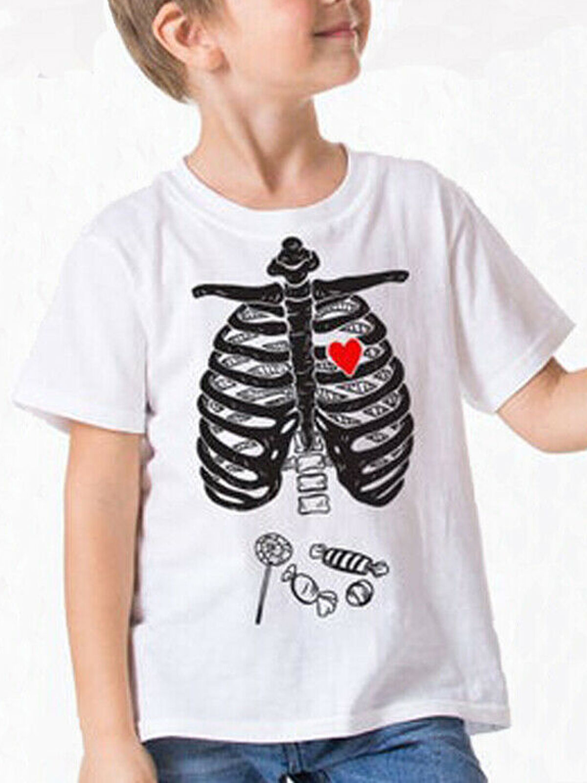 Kids Short Sleeve Skeleton Print 