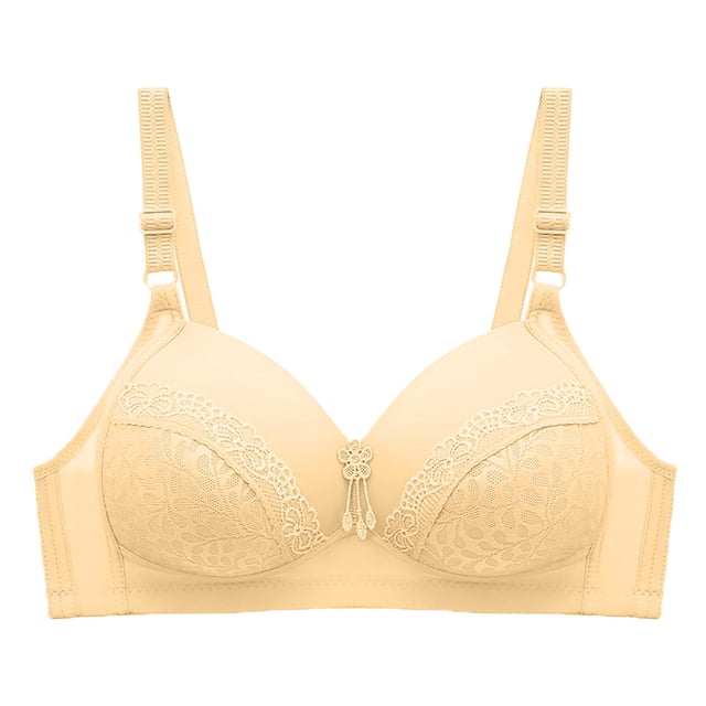 GDREDA Wireless Comfort Bra Double Support Wireless Bra Lace Bra With Straps Full Coverage Wirefree Bra Tagless For Everyday Wear Beige,B