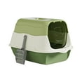 thumbnail image 3 of Inodoro cerrado con tapa y capucha para gatos, caja de arena desmontable, bandeja de arena reutilizable para mascotas con puerta delantera, suministro Verde, 3 of 8