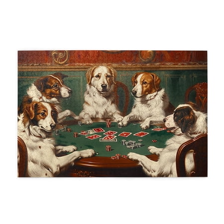 1000 PCS Poker Playing Dogs Wooden Puzzle 1000 Piece Stunning Artwork Of Adults Funny Poker Playing Dogs Wood High Difficulty Puzzle For Puzzle & Dog Lovers Gifts Creative Activity Hobbies For Adults