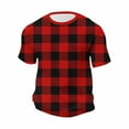 thumbnail image 4 of Zylanna Men's T-Shirts Tee, Short Sleeve Plaid Crew Neck Summer Fashion Tops for Mens Red, 4 of 6