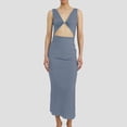 thumbnail image 2 of Vestido ajustado reversible con nudo para mujer: cuello en V sin mangas, cintura alta, para fiestas/discotecas, ropa de verano, 2 of 5