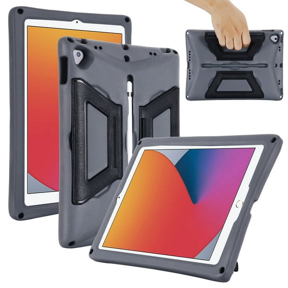 Dteck Case for iPad 9th Gen/iPad 8th Gen/iPad 7th Gen, iPad Air 3rd Gen Case, iPad Pro 10.5 inch Case, Heavy Duty Shockproof Case Kickstand Cover with Handle Grip for iPad 10.2 inch, Gray