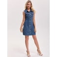 thumbnail image 3 of DARING DIVA Women's Sleeveless Collared Button Down Short Jean Dress 2XL Dark Blue, 3 of 7