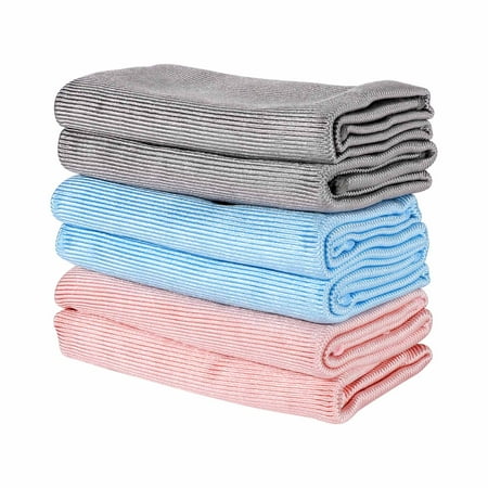 

6Pcs Dish Cloths Kitchen Towels Set Thicken Water Absorption No Shed Hair Microfiber Cleaning Cloth for Washing Dishes