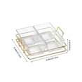 thumbnail image 3 of Clear Acrylic Divided Serving Tray - 4-Compartment Snack Platter for Parties, Fruit, Nuts & Appetizers with Iron Stand, 3 of 7