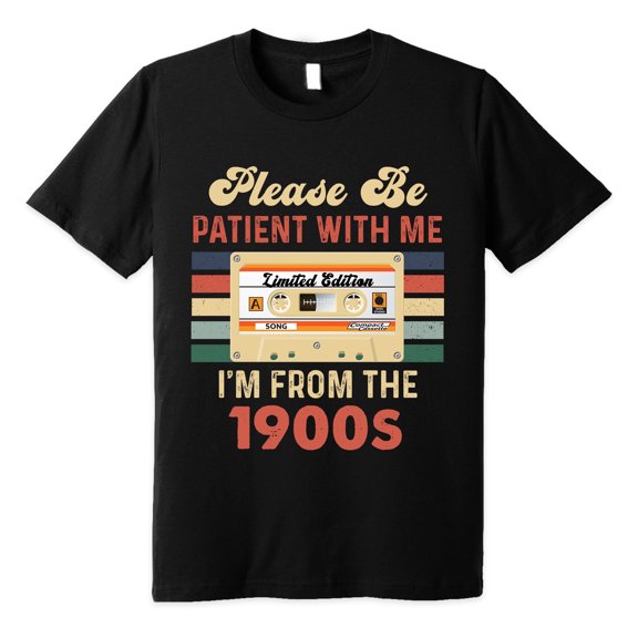 FLAGWIX Gifts For Men - Please Be Patient With Me I'm From The 1900s, Dad, Grandpa Gifts - Men's Basic Letter Print Crew Neck Tee, Summer Clothes, Men's T-shirts, Menswear