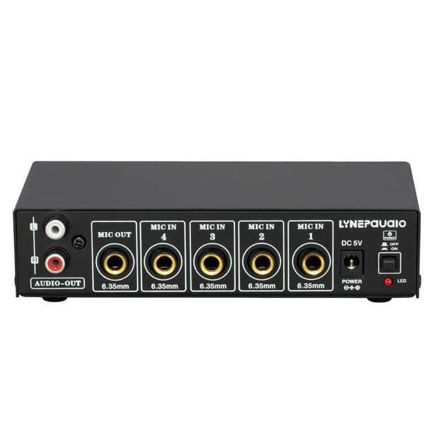 4-Channel Microphone Stereo Output Mini Audio with Reverb Treble and Bass Adjustment - Walmart.com
