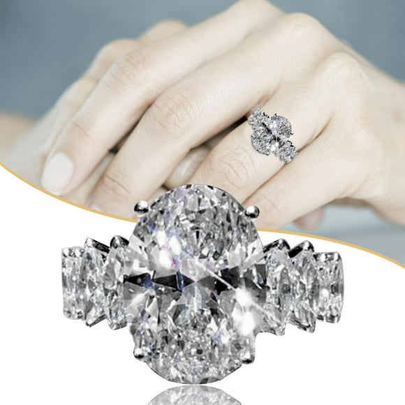 EGNMCR Rings Fashion Gorgeous Super Large Zircon Temperament Shiny Ladies Ring Ring Size 5-11 Copper ring