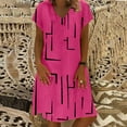 thumbnail image 2 of Summer Beach Dresses for Womens 2025 Plus Size Fashion Casual Loose Stripe Patchwork V-Neck Short Sleeves Dress, 2 of 6