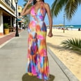 thumbnail image 7 of Enjoytime Rompers for Women Print Halter Sleeveless Wide Leg Jumpsuits Casual Loose Beach Vacation Clothes, 7 of 7