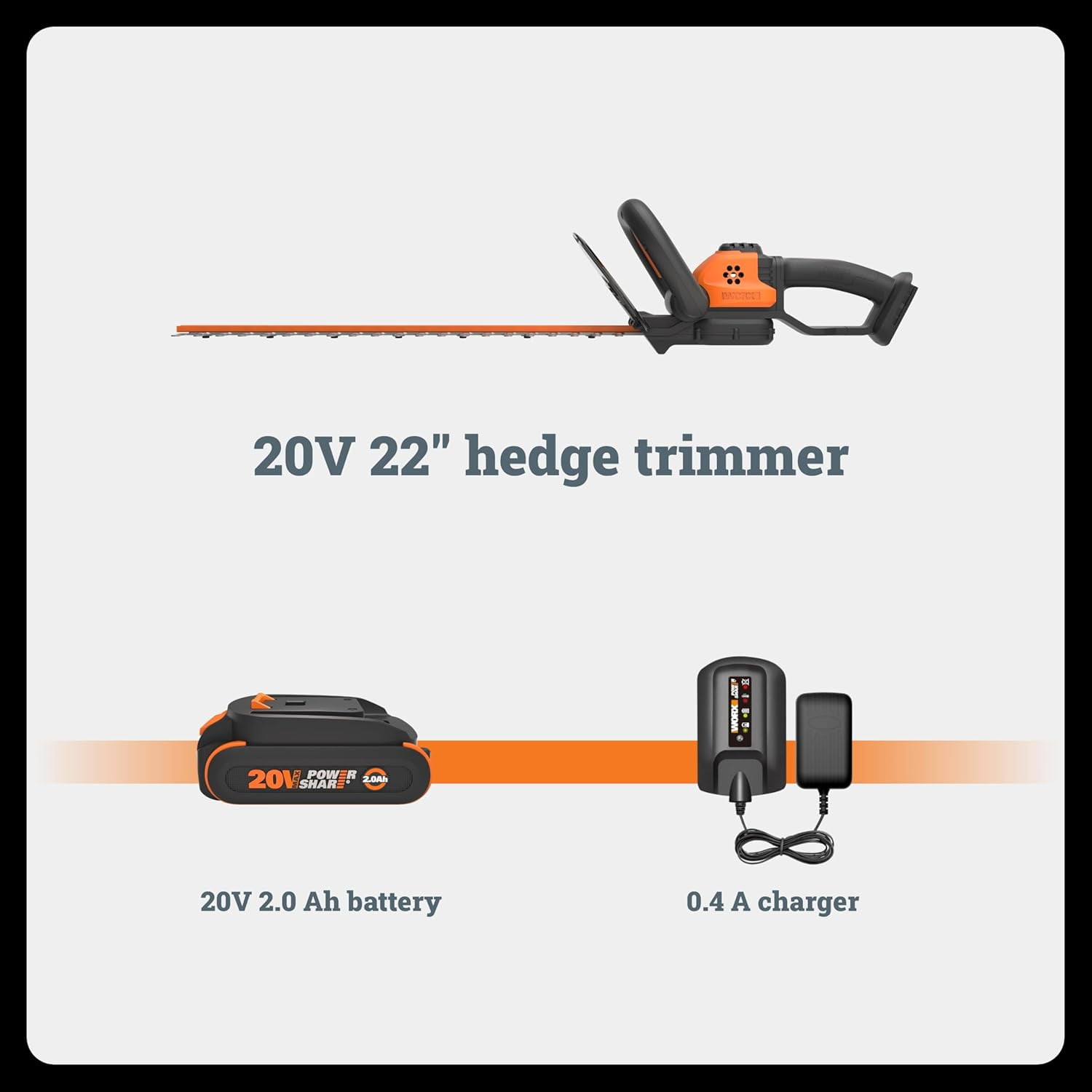 22 Inch Cordless Hedge Trimmer with Dual-Action Blades Lightweight Electric Bush Cutter for Garden Maintenance