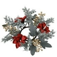 thumbnail image 2 of 9.8 Inch * 3.5 Inch Christmas Candle Ring Wreath Artificial Red Flowers Berry Greenery Garland Kitchen Cabinet Xmas Party Table Centerpieces Candle Holder, 2 of 6