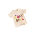 thumbnail image 3 of Yunliwuli Little Girl's Birthday Tops Casual Round Neck Short Sleeve Letter Heart Embroidery T-Shirt Infant Toddler Girl Summer Clothes, 3 of 10