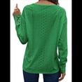 thumbnail image 3 of Blusas Elegantes e Informales para Mujer, con Cuello en V, Larga, Botones, Encaje Calado y Bordado. Verde L, 3 of 7
