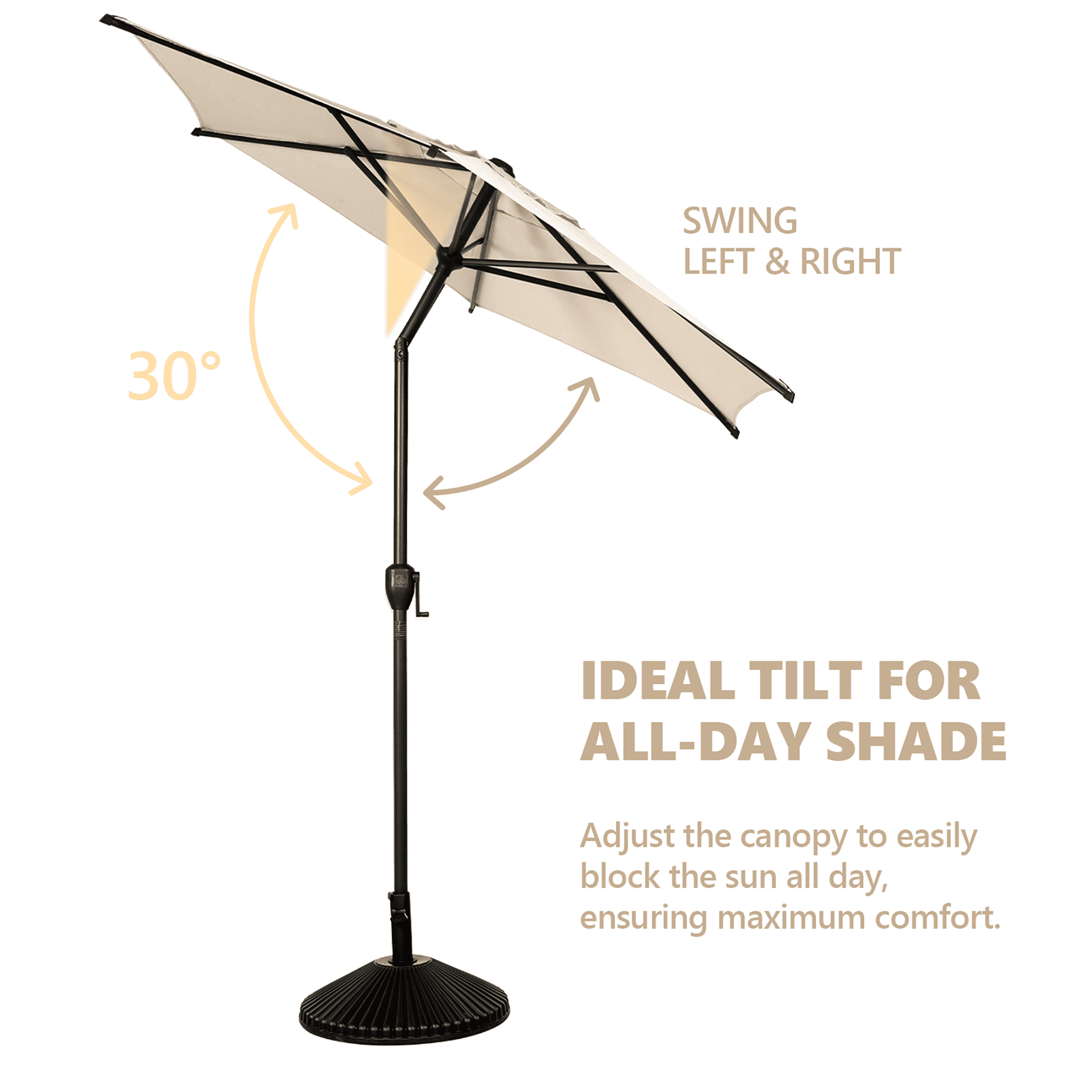 Abba Patio 11ft Outdoor Umbrella w/ Push Button Tilt & Crank, 6 Ribs, Beige