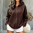 thumbnail image 2 of GEWSEY Women's Leopard Zip Up Hoodies Fall Y2K Graphic Hooded Sweatshirt Casual Oversized Warm Fleece Athletic Track Jacket Coat (Brown, XXL), 2 of 6