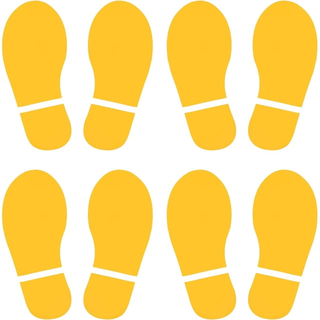 PATIKIL 6x2.5" Footprint Sticker, 4 Pairs PVC Shoes Floor Decal Sign for Class Decor Stair Guide, Yellow