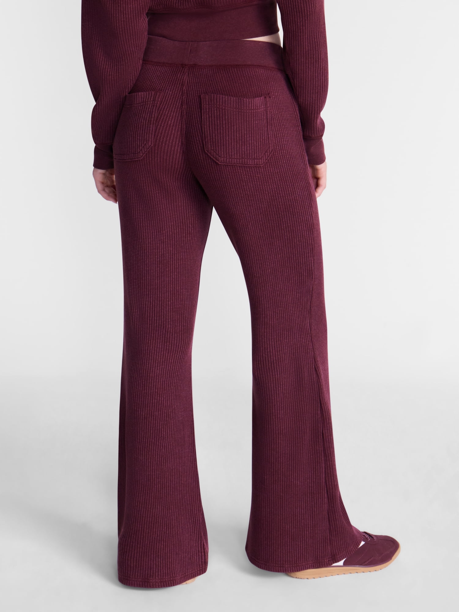 No Boundaries Waffle Knit Flare Pants, 31.5'' Inseam, Women's XXS-XXL