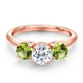 thumbnail image 3 of Gem Stone King 18K Rose Gold Plated Silver White Topaz and Green Peridot Engagement Ring for Women | 2.00 Cttw | Round 6MM | Gemstone November Birthstone | Size 5, 3 of 6