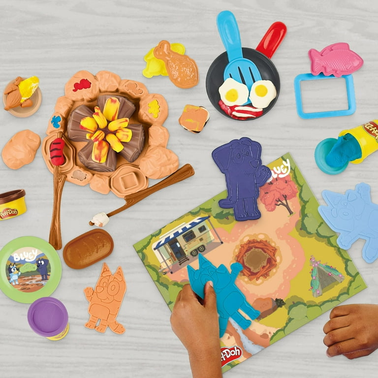 Play Doh Bluey Goes Camping Playset with Campfire Themed Tools Kids Arts and Crafts Toys for Girls and Boys 3 Years Up