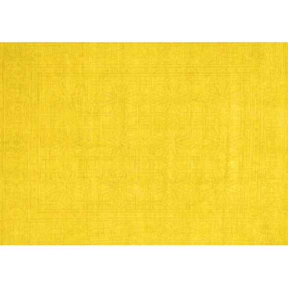 Ahgly Company Indoor Rectangle Abstract Yellow Modern Area Rugs, 8' x 10'