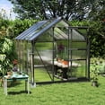 thumbnail image 2 of Homiyad 10' x 6' x 7' Garden Greenhouse for Backyard/Outdoor Use with Window and Door, Aluminum Frame, PC Board, 2 of 8