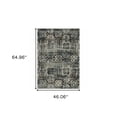 thumbnail image 3 of 4' X 6' Ivory Charcoal Grey Blue Rust Gold And Brown Oriental Power Loom Stain Resistant Area Rug, 3 of 5