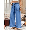 thumbnail image 4 of DOKOTOO Jeans for Women High Waisted Wide Leg Jeans with Ruffle Hem Trendy Stretchy Denim Loose Pants Straight Leg (Plus Sizes Available), 4 of 8