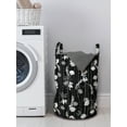 thumbnail image 3 of Floral Laundry Bag, Abstracted Flowers Polka Dot Chains Print on Dark Tone Background, Hamper Basket with Handles Drawstring Closure for Laundromats, 13" x 19", Grey Charcoal Grey, by Ambesonne, 3 of 4