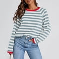 thumbnail image 3 of OWMEOT Women's Oversized Sweatshirt Striped Crewneck Tops Raglan Long Sleeve Pullover Shirts Loose Fall Y2K Outfits, 3 of 7