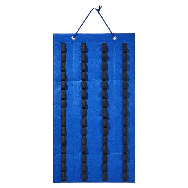 Organizador de almacenamiento colgante con capacidad para 60 coches de juguete, para colgar sobre la puerta, duradero, 36 cm x 66 cm azul