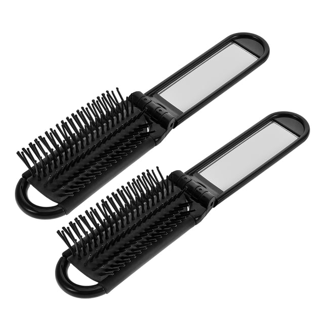 WHAMVOX 2Ud Peine Compacto Plegable Con Espejo Negro Cepillo Plegable Antielectrostático Para Viaje