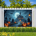 thumbnail image 4 of Gothic Design Halloween Banner with Scary Pumpkins Spooky Castle Backdrop Dark Atmosphere for Halloween Party Decoration, 4 of 5