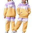 thumbnail image 2 of Kids Printed Hoodie Set - Pullover Hooded Sweatshirt & Matching Joggers, Fun & Comfy Casual Outfit for Boys & Girls Purple 120, 2 of 4